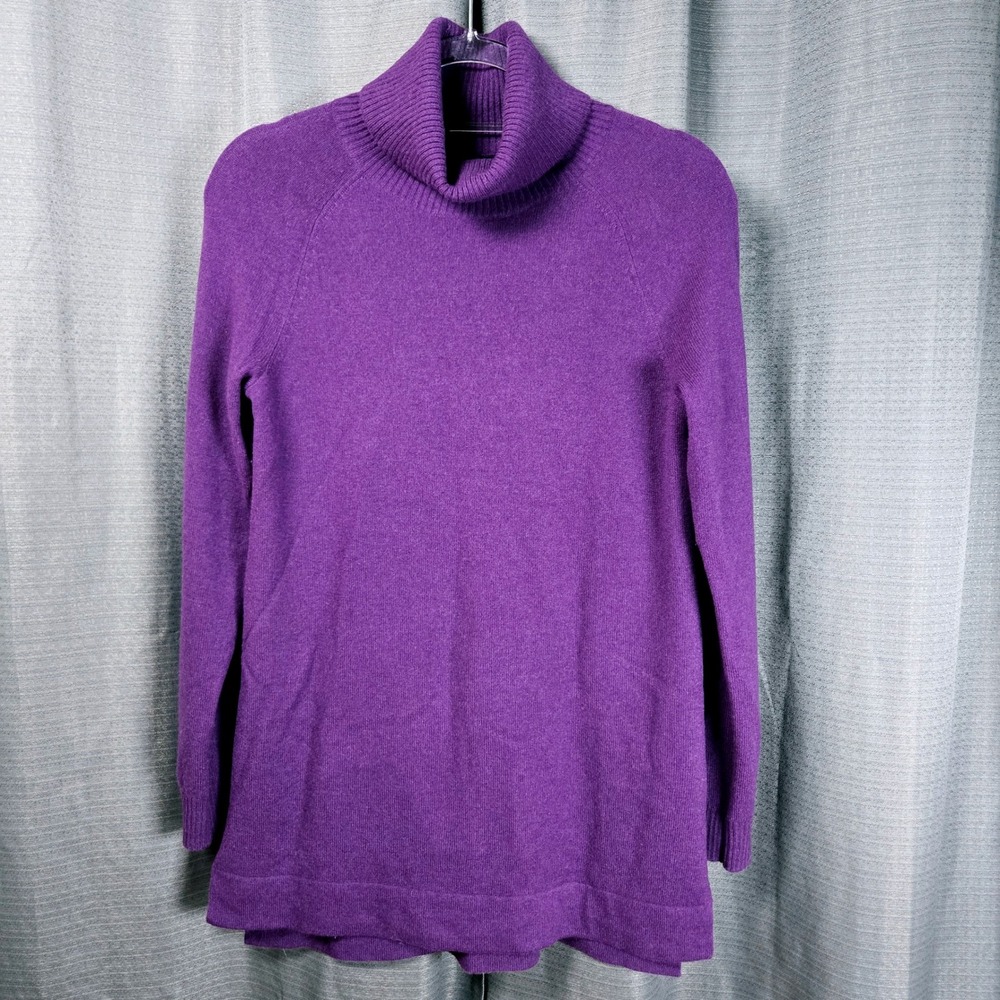 Lands End Womens XS 2-4 Purple 100% Cashmere Turtleneck Tunic Sweater